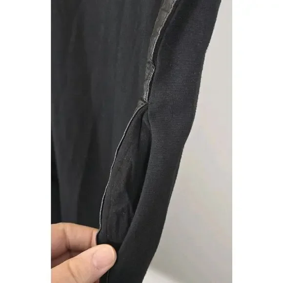 Chico’s Ponte Knit Edgy Little Sheath Black Dress Faux Leather Sasha Sx2.5 LARGE - Picture 6 of 10
